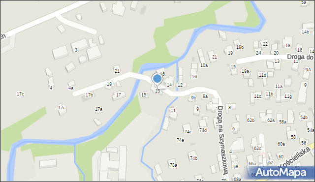 Zakopane, Droga na Szymaszkową, 13, mapa Zakopanego