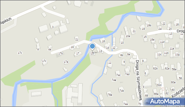 Zakopane, Droga na Szymaszkową, 15, mapa Zakopanego