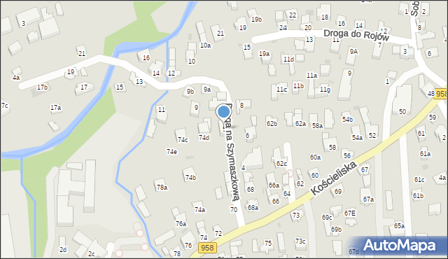 Zakopane, Droga na Szymaszkową, 5, mapa Zakopanego