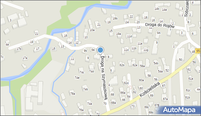 Zakopane, Droga na Szymaszkową, 7, mapa Zakopanego