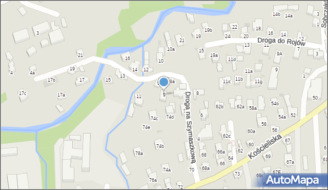 Zakopane, Droga na Szymaszkową, 9, mapa Zakopanego