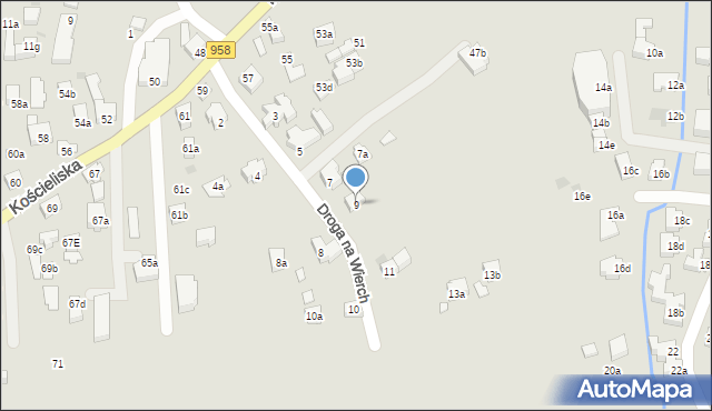 Zakopane, Droga na Wierch, 9, mapa Zakopanego