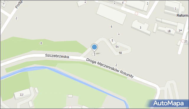 Zamość, Droga Męczenników Rotundy, 1, mapa Zamościa