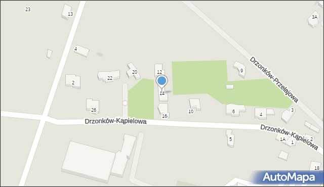 Zielona Góra, Drzonków-Kąpielowa, 14, mapa Zielona Góra