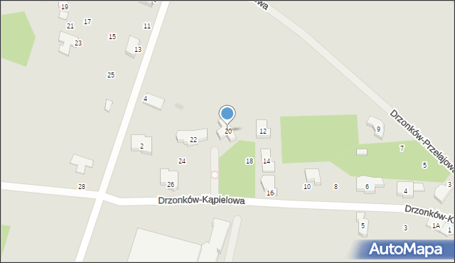 Zielona Góra, Drzonków-Kąpielowa, 20, mapa Zielona Góra