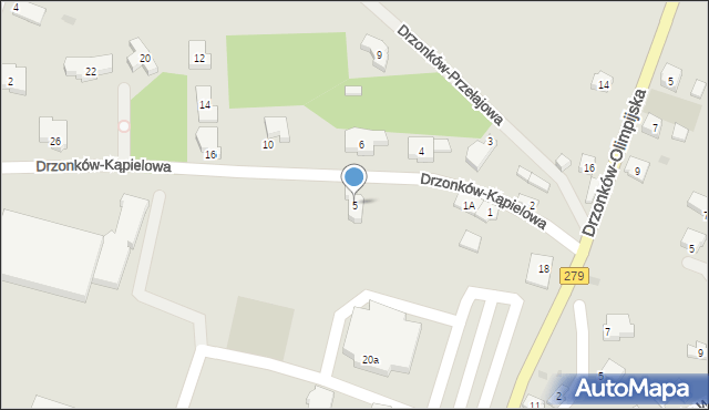 Zielona Góra, Drzonków-Kąpielowa, 5, mapa Zielona Góra