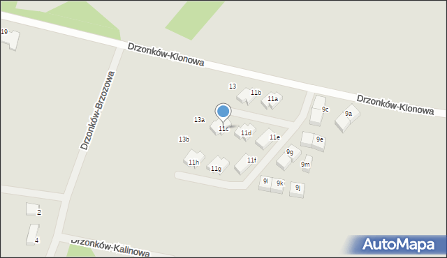 Zielona Góra, Drzonków-Klonowa, 11c, mapa Zielona Góra