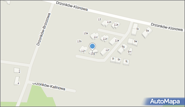 Zielona Góra, Drzonków-Klonowa, 11g, mapa Zielona Góra