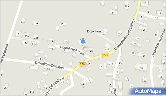 Zielona Góra, Drzonków-Krótka, 2, mapa Zielona Góra