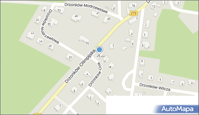 Zielona Góra, Drzonków-Orla, 1b, mapa Zielona Góra