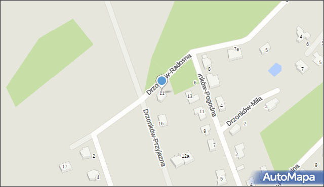 Zielona Góra, Drzonków-Radosna, 11, mapa Zielona Góra