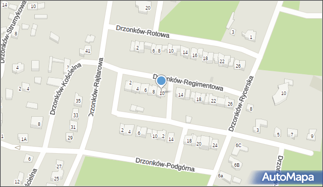 Zielona Góra, Drzonków-Regimentowa, 10, mapa Zielona Góra