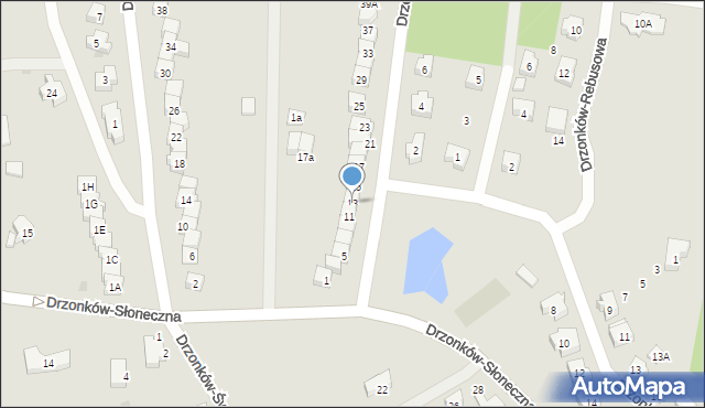 Zielona Góra, Drzonków-Rycerska, 13, mapa Zielona Góra