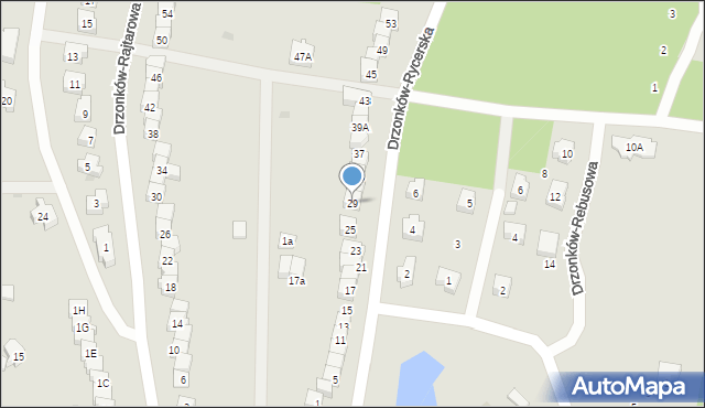 Zielona Góra, Drzonków-Rycerska, 29, mapa Zielona Góra