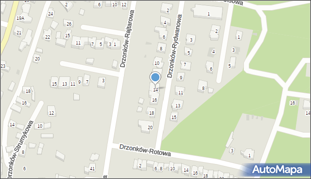 Zielona Góra, Drzonków-Rydwanowa, 14, mapa Zielona Góra