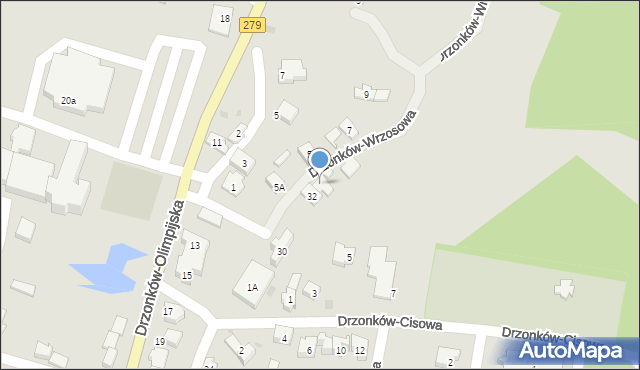 Zielona Góra, Drzonków-Strumykowa, 34, mapa Zielona Góra
