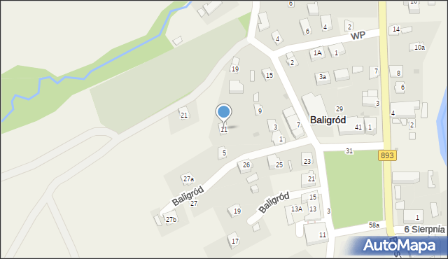 Baligród, Duplaka Jana, 11, mapa Baligród