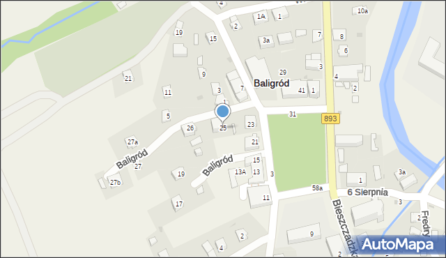 Baligród, Duplaka Jana, 25, mapa Baligród