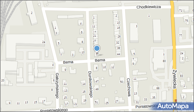 Bielsko-Biała, Dunikowskiego Ksawerego, 43, mapa Bielsko-Białej