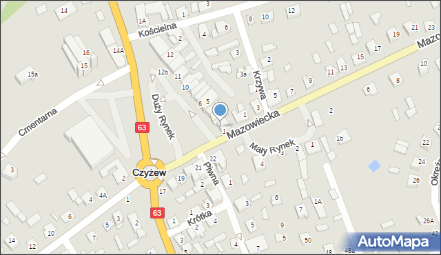 Czyżew, Duży Rynek, 2, mapa Czyżew