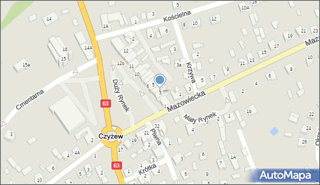Czyżew, Duży Rynek, 3, mapa Czyżew