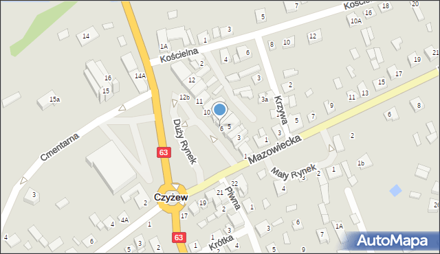 Czyżew, Duży Rynek, 7, mapa Czyżew