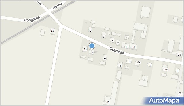 Dąbrowa, Dubińska, 2, mapa Dąbrowa