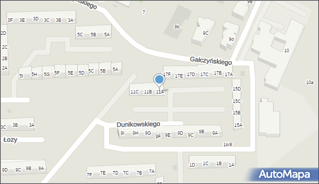 Gdańsk, Dunikowskiego Ksawerego, 11A, mapa Gdańska