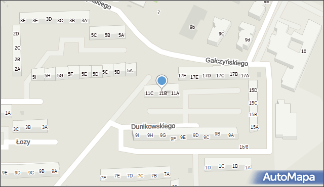 Gdańsk, Dunikowskiego Ksawerego, 11B, mapa Gdańska