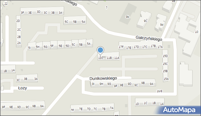 Gdańsk, Dunikowskiego Ksawerego, 11C, mapa Gdańska