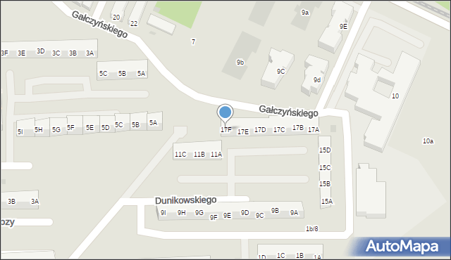Gdańsk, Dunikowskiego Ksawerego, 17F, mapa Gdańska