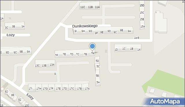 Gdańsk, Dunikowskiego Ksawerego, 7A, mapa Gdańska