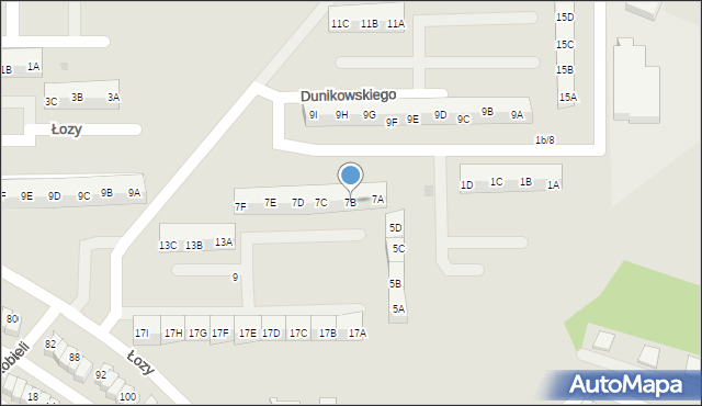 Gdańsk, Dunikowskiego Ksawerego, 7B, mapa Gdańska