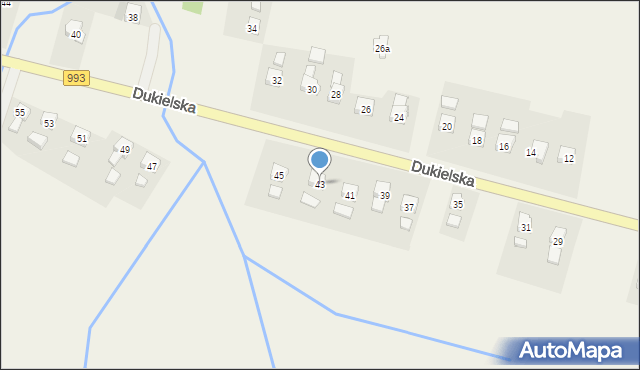 Głojsce, Dukielska, 43, mapa Głojsce