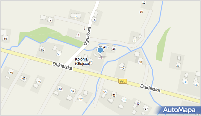 Głojsce, Dukielska, 44, mapa Głojsce