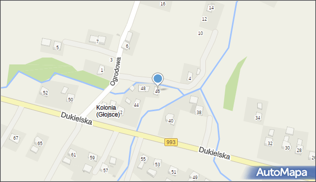 Głojsce, Dukielska, 46, mapa Głojsce