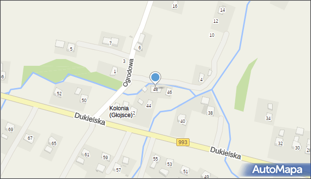 Głojsce, Dukielska, 48, mapa Głojsce