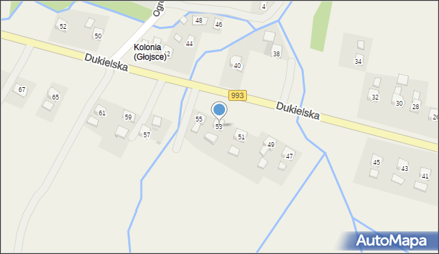 Głojsce, Dukielska, 53, mapa Głojsce