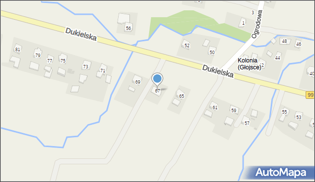 Głojsce, Dukielska, 67, mapa Głojsce