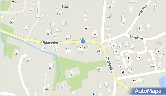 Gorlice, Dukielska, 22b, mapa Gorlic