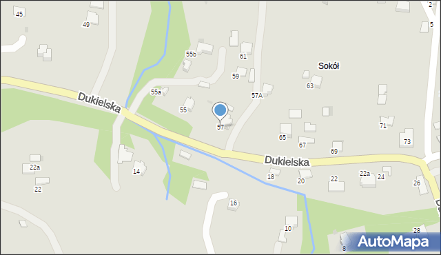 Gorlice, Dukielska, 57, mapa Gorlic