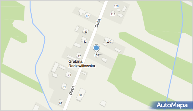 Grabina Radziwiłłowska, Duża, 108, mapa Grabina Radziwiłłowska