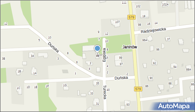 Janinów, Duńska, 8B, mapa Janinów