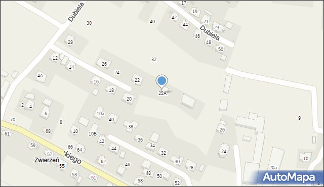 Korczyna, Dubiela Stefana, ks., 22A, mapa Korczyna