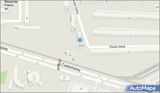 Kraków, Duża Góra, 37, mapa Krakowa