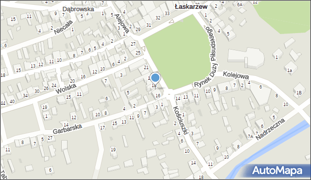 Łaskarzew, Duży Rynek Piłsudskiego Józefa, marsz., 17, mapa Łaskarzew