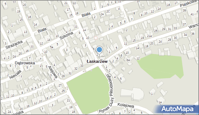 Łaskarzew, Duży Rynek Piłsudskiego Józefa, marsz., 37, mapa Łaskarzew