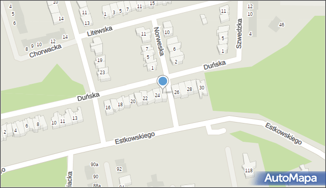 Leszno, Duńska, 25, mapa Leszno