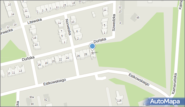 Leszno, Duńska, 30, mapa Leszno