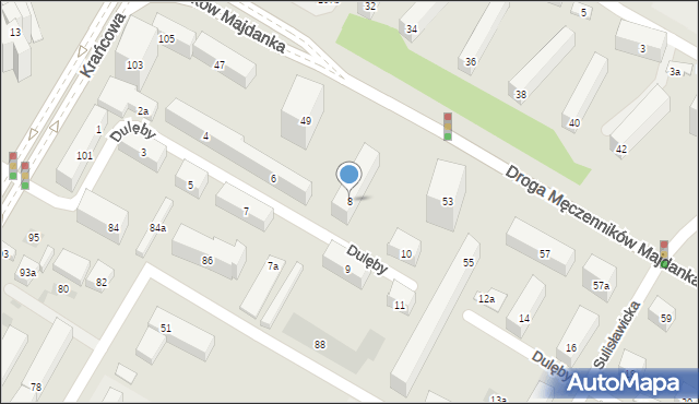 Lublin, Dulęby Kazimierza, 8, mapa Lublina